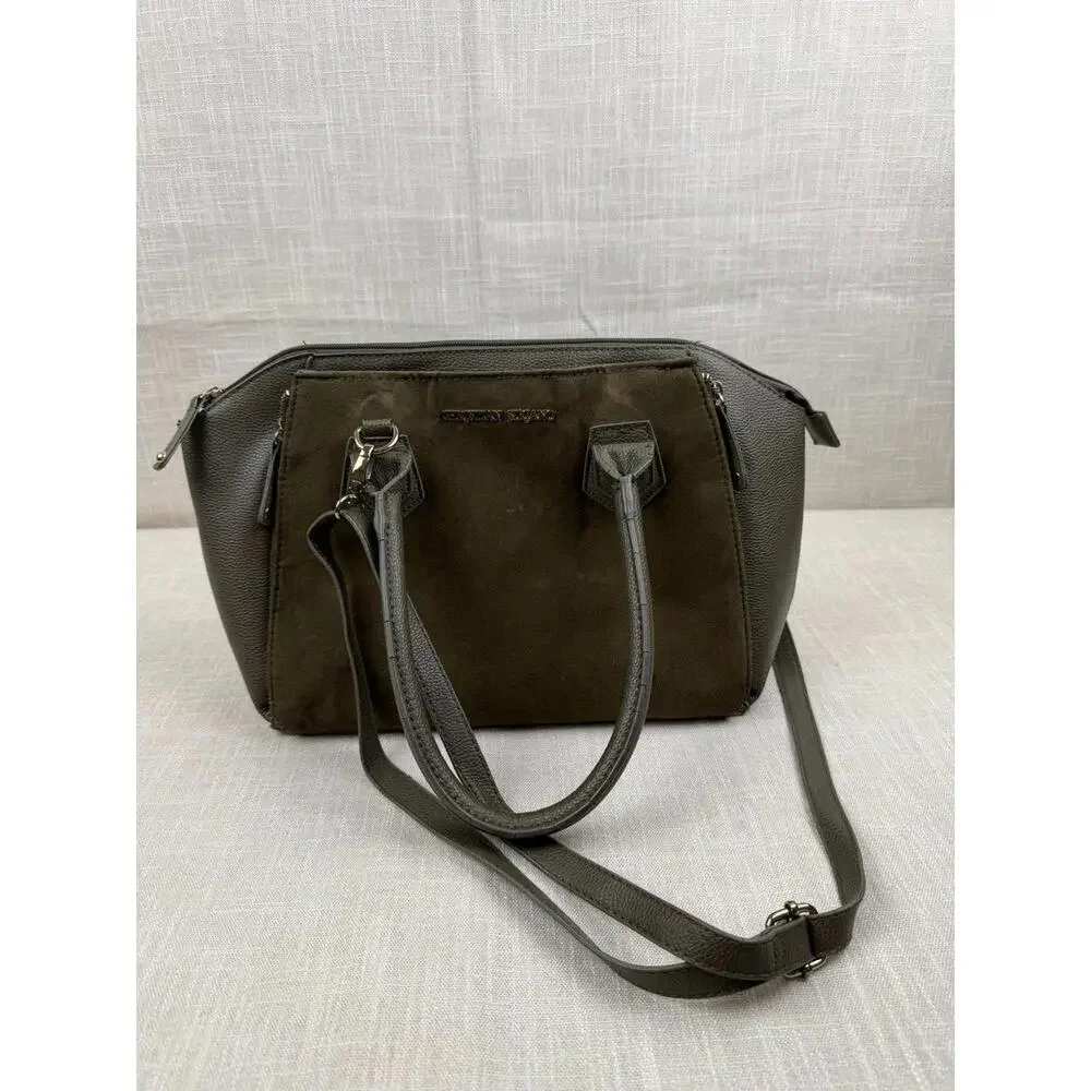 Christian Siriano Olive Green‎ Suede and Leather Handbag